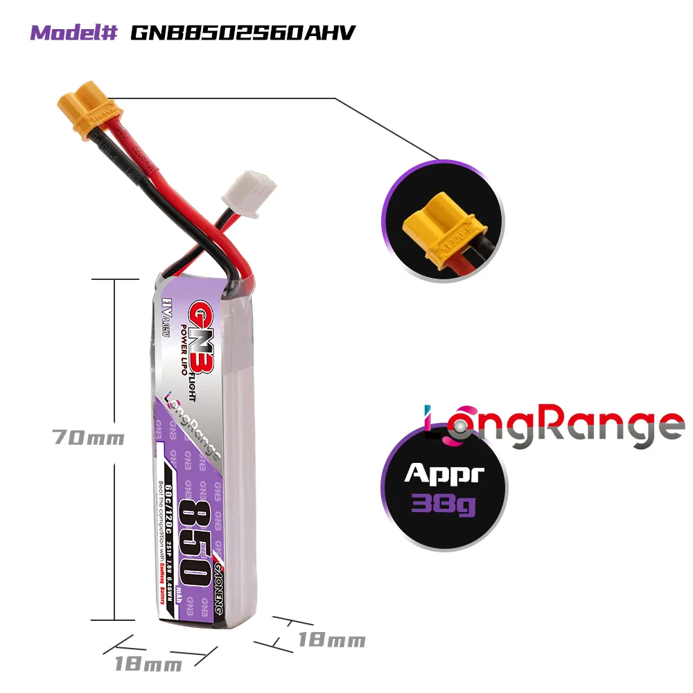 GAONENG GNB LiPo Pil 850mAh 2S - Drone Kit Long Range incelemesi ve fiyatı